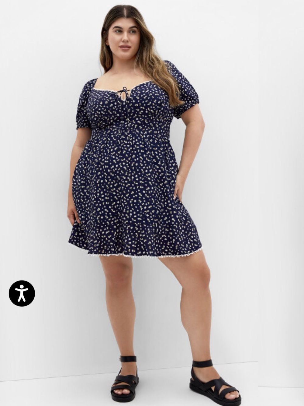 City Chic Plus Size 20 Navy Blue Floral Mini Dress